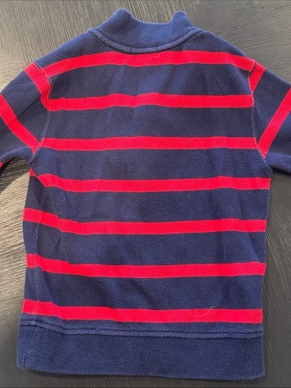 Ralph Lauren Navy and Red Striped Quarter-Zip Pullover Kids
